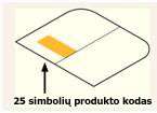 Produkto kodas pakuotės viduje, ant etiketės kairėje dėklo pusėje