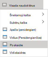 Subtitrų parametrai programoje "PowerPoint Online".