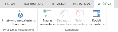 Įtraukti, redaguoti, naikinti ir rodyti komentarus