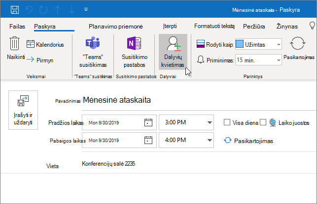 Paskyros planavimas programoje „Outlook“