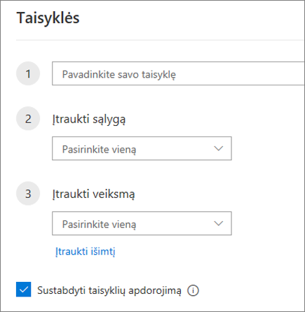 Naujos taisyklės kūrimas internetinėje „Outlook“