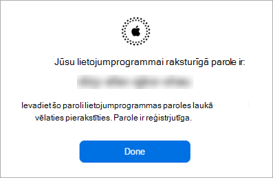 Programmai raksturīgas paroles ekrānuzņēmums