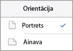 Izvēlēties orientāciju