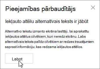 Outlook pieejamības rūts