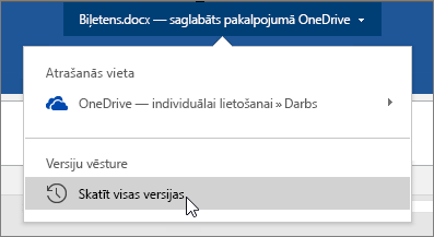Kursora noklikšķināšana uz faila nosaukuma, Skatīt visas versijas