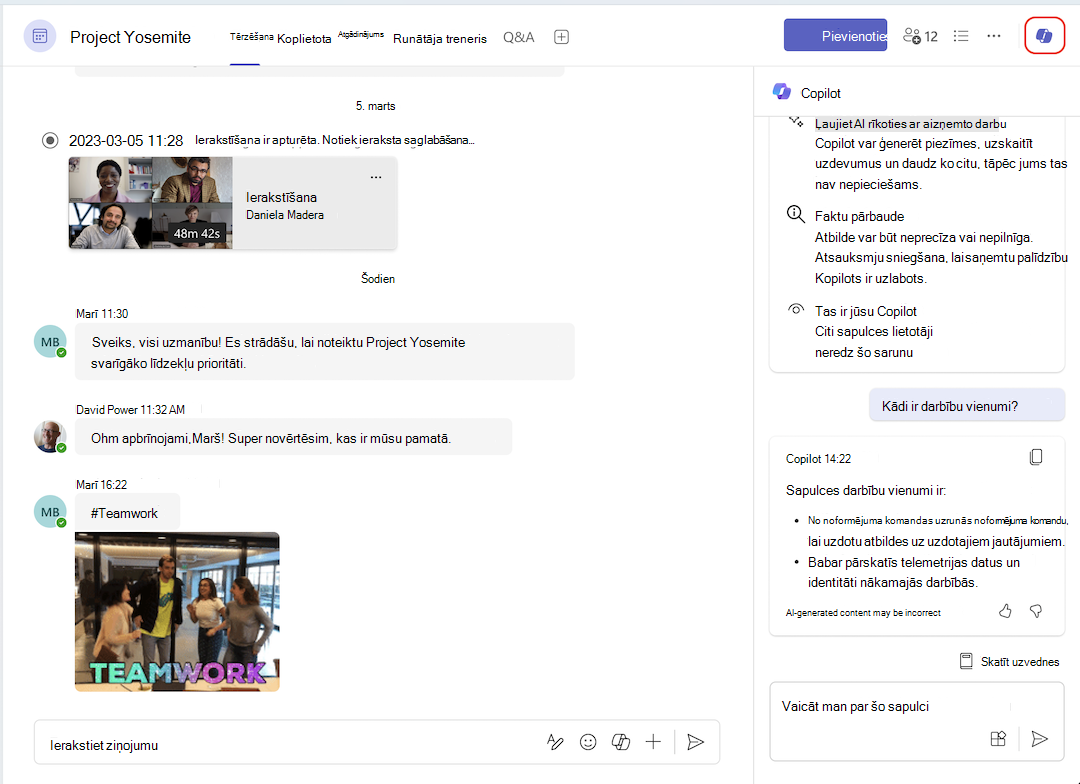 copilot ieraksts no sapulces tērzēšanas