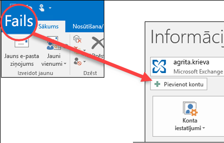 Atlasiet Fails, pēc tam Pievienot kontu.