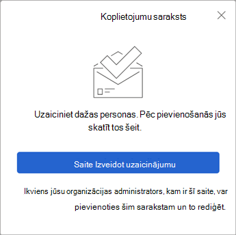 Atlasot Kopīgot sarakstu, sadaļā Kam tiek izveidota uzaicinājuma saite, lai nosūtītu to citiem.