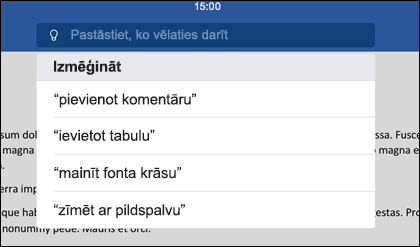 Izmantojiet dabisko valodu, lai priekšāteikšanas rīkam pateiktu, ko vēlaties darīt.