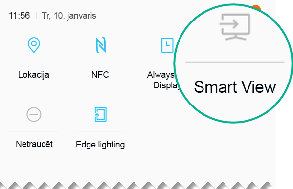 Ātrajos iestatījumos atrodiet opciju Smart View un pieskarieties, lai to atvērtu