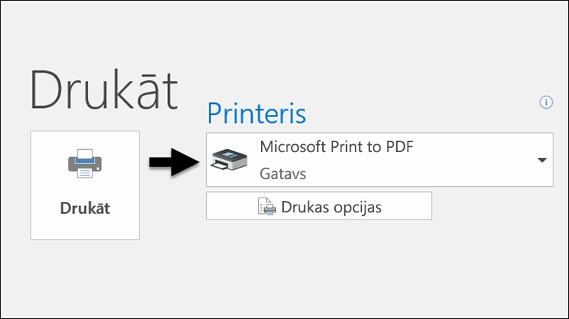 Izmantojiet komandu Drukāt, lai izdrukātu e-pasta ziņojumu kā PDF failu.