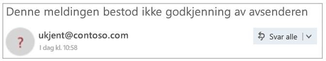 Uautorisert avsender i Outlook