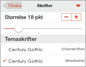 Velge en skrift størrelse