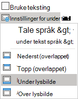 Alternativer for underteksting og teksting for hørselshemmede på det klassiske båndet i PowerPoint Online