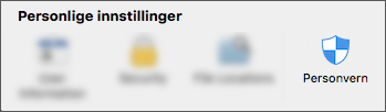 Ikonet for personvern under innstillinger.