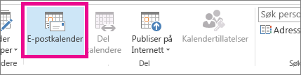 Klikk Send kalender via e-post på fanen Hjem