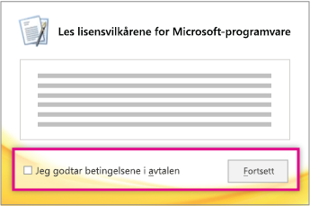 Les og godta lisensvilkårene