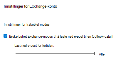 Flytt glidebryteren til Alle for å laste ned all Outlook-e-post når du eksporterer e-post