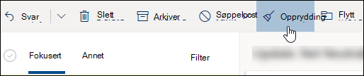 Et skjermbilde av Opprydding-knappen