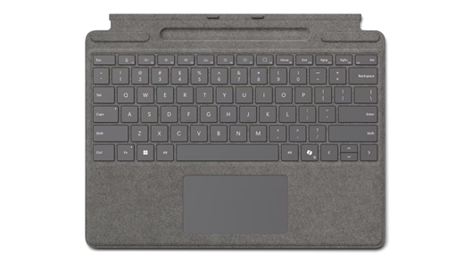 Surface Pro-tastatur med pennelagring for Bedrifter i platina.