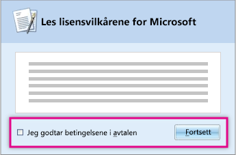 Les og godta lisensvilkårene