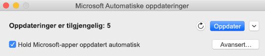Vinduet for Microsoft Automatiske oppdateringer, når oppdateringer er tilgjengelige.