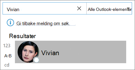 Bruke Søk i Outlook til å finne kontakter