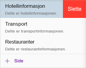 Slette en side i OneNote for iOS