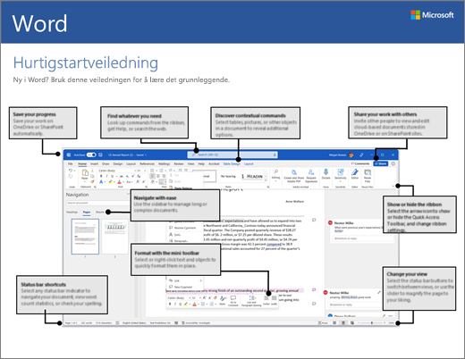 Hurtigstartveiledning for Word 2016 (Windows)