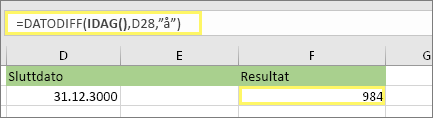 =DATODIFF(IDAG(),D28,"y") og resultat: 984