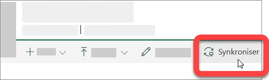 Skjermbilde som viser synkroniseringsknapp i et SharePoint-bibliotek.