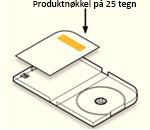 Produktnøkkel plassert inne i pakken på en etikett på kortet motsatt av plateholderen på venstre side av esken.