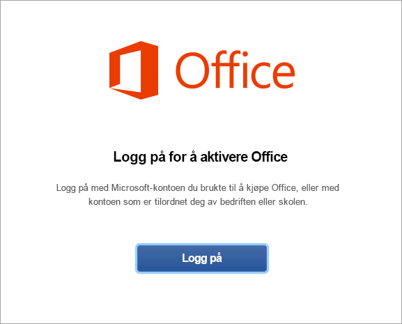 Velg logg deg på for å aktivere Office for Mac