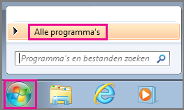 Zoeken naar Office-apps met Alle programma’s in Windows 7