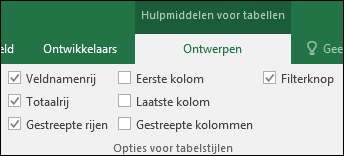 Afbeelding van de optie Hulpmiddelen voor tabellen in het lint wanneer een cel is geselecteerd