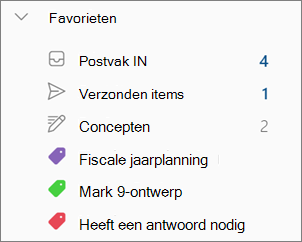 Categorieën in Favorieten in het nieuwe Outlook voor Windows