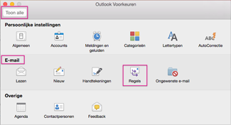 Klik onder E-mail op Regels.