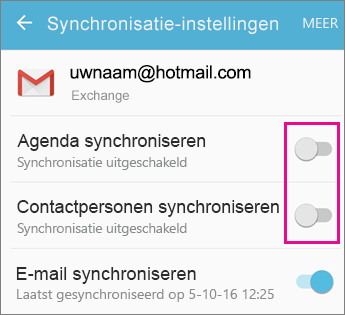 Synchronisatie ingeschakeld