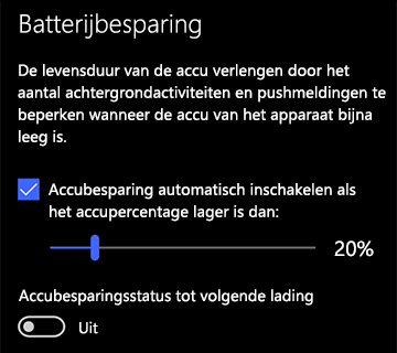 Afbeelding van instellingen voor batterijbesparing