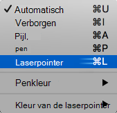 Kies laserpointer in het snelmenu