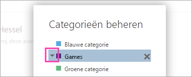 Een schermafbeelding van de pijl naast een categorie