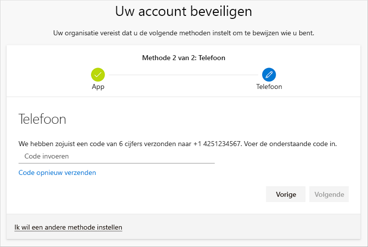 Uw account testen met het sms-bericht