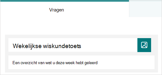 Voorbeeld van titel en beschrijving voor een toets in Microsoft Forms