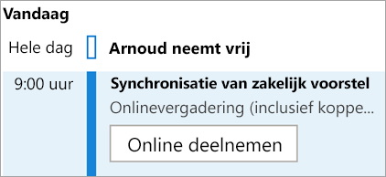 Toont de knop Online deelnemen voor vergaderingen