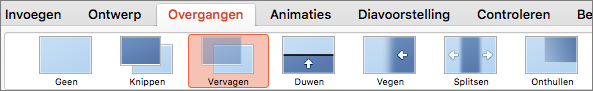 Opties op het tabblad Overgangen