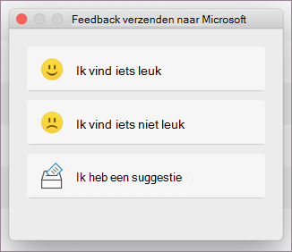 Dialoogvenster Feedback voor MacOS