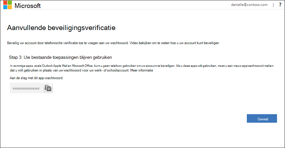 App-wachtwoorden op de pagina Extra beveiligingsverificatie