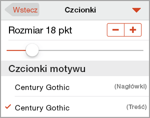 Wybieranie rozmiaru czcionki