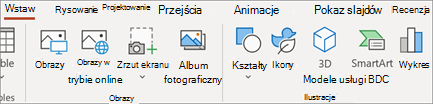 Karta Wstawianie w programie PowerPoint