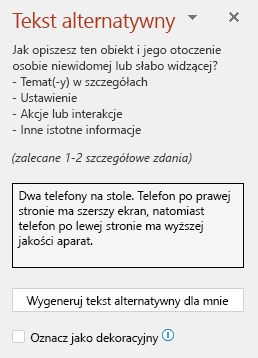 Okienko tekstu alternatywnego przedstawiające przykład dobrego tekstu alternatywnego.